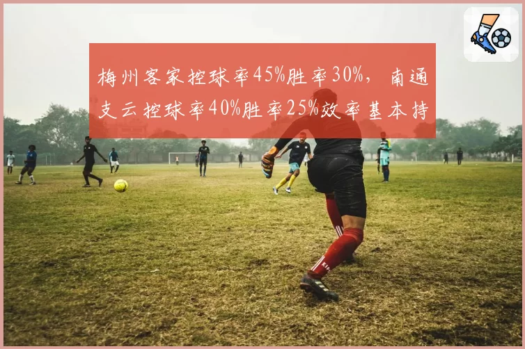 梅州客家控球率45%胜率30%,南通支云控球率40%胜率25%效率基本持平